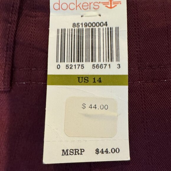 NEW Dockers Women’s 14 Burgundy Cotton Casual Chino Skirt 19.5” Knee Length - Picture 4 of 6